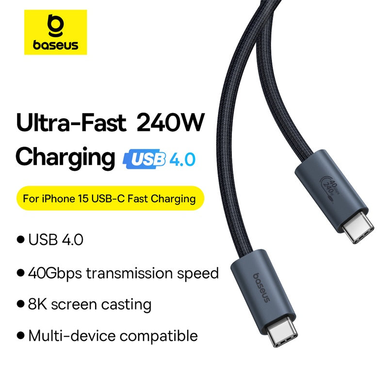 Baseus Flash Series Gen2 USB4 Type-C to Type-C Charging Cable 240W 1M Black