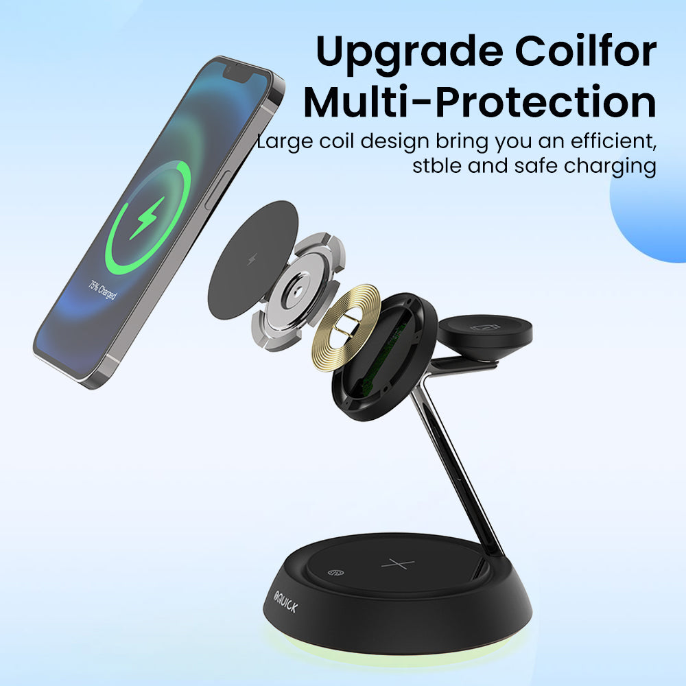 iQuick Twig 3-in-1 Magnetic Wireless Charging Station 20W (Black/White)