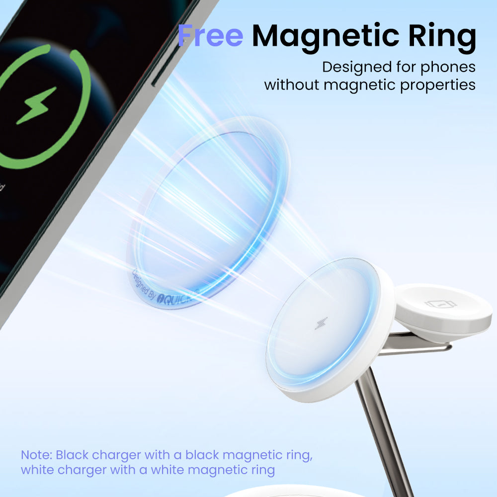iQuick Twig 3-in-1 Magnetic Wireless Charging Station 20W (Black/White)