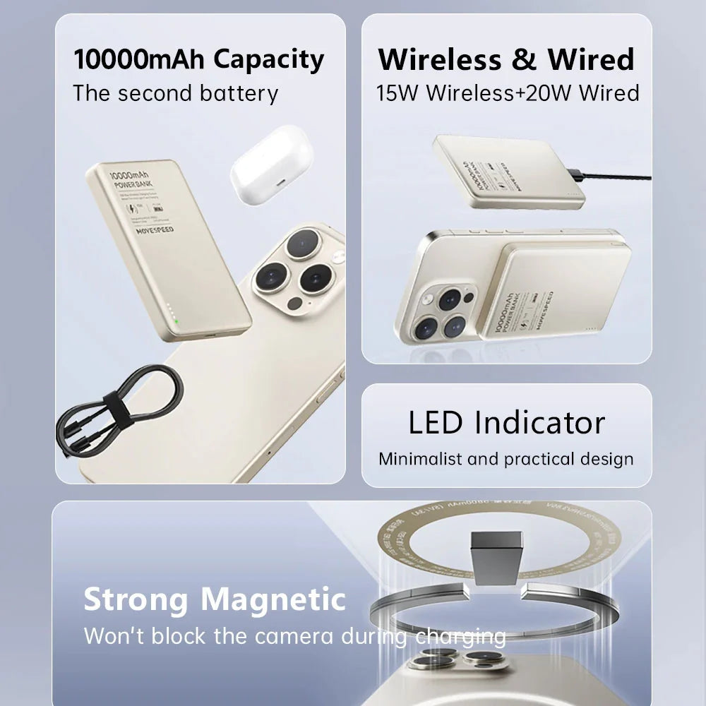 MOVESPEED Power Blade 10K 20W Magnetic Wireless Charging Power Bank
