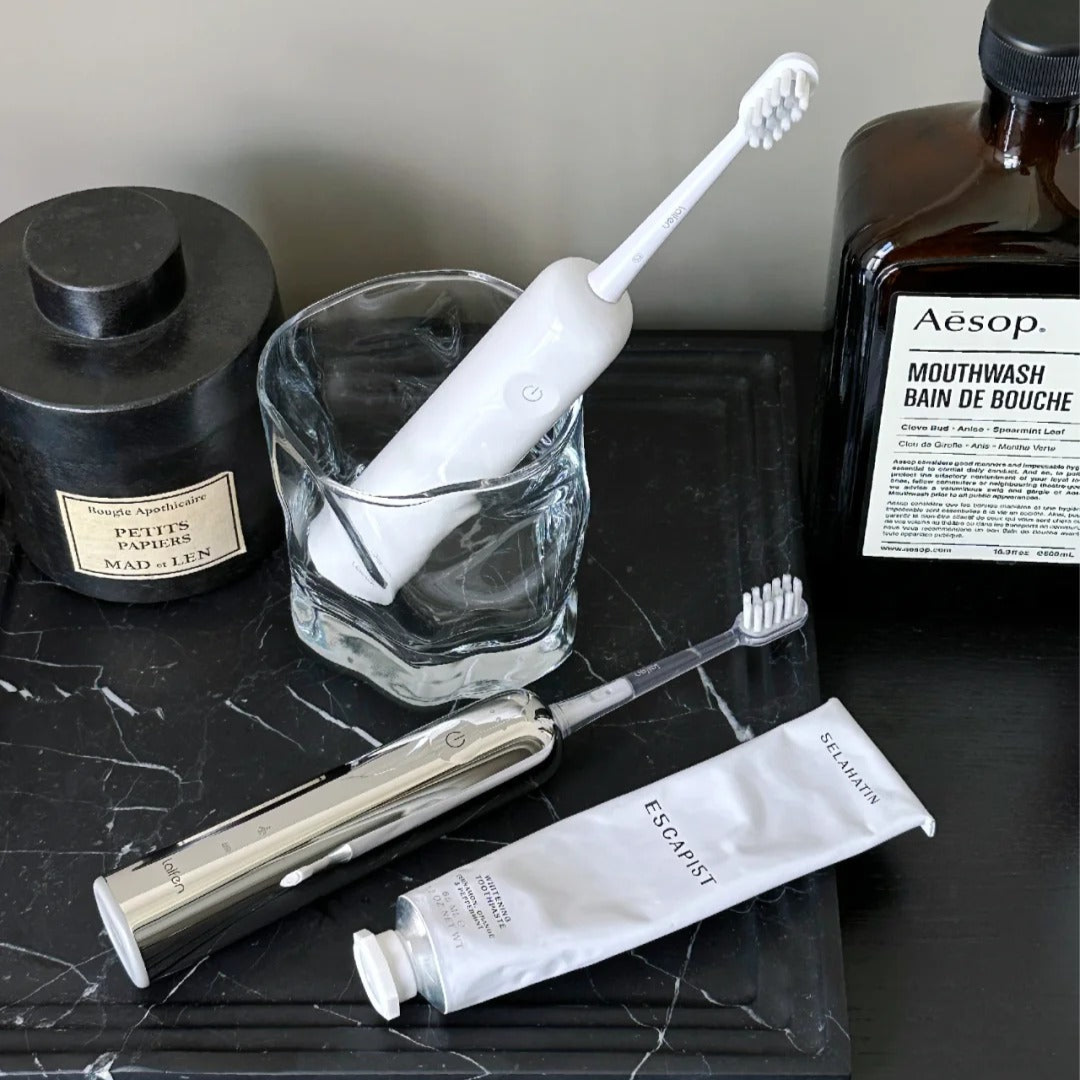 Laifen Wave Electric Toothbrush (Stainless Steel) + Free Replacement Heads & Holder