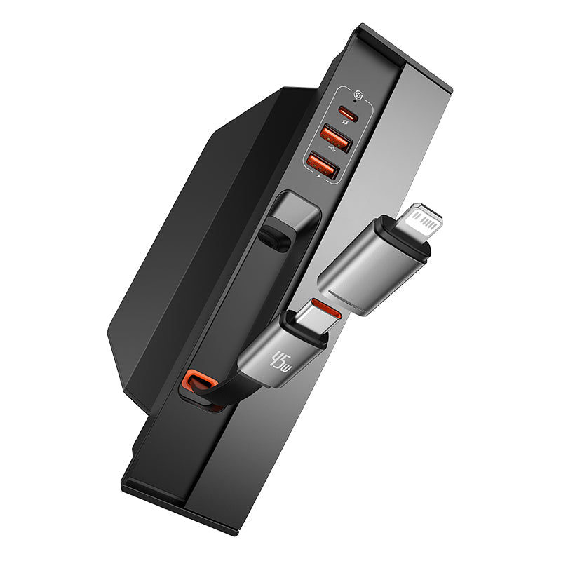 Baseus T-Space Series HUB for Tesla Cars (With a retractable 45W type-C cable)-Cluster Black