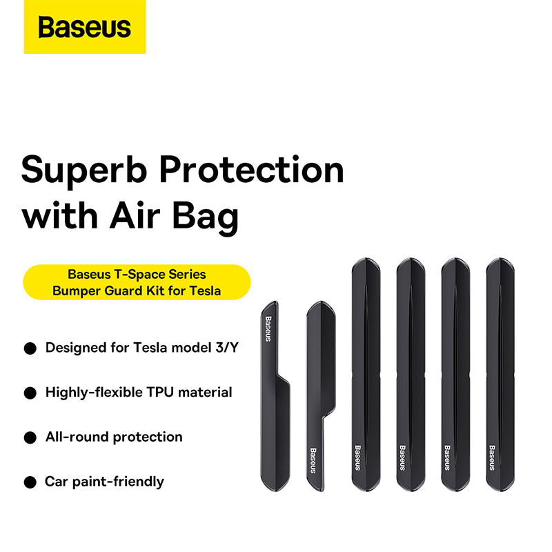 Baseus T-Space Bumper Guard Kit For Tesla Model 3/Y-Cluster Black (Pack of 6)