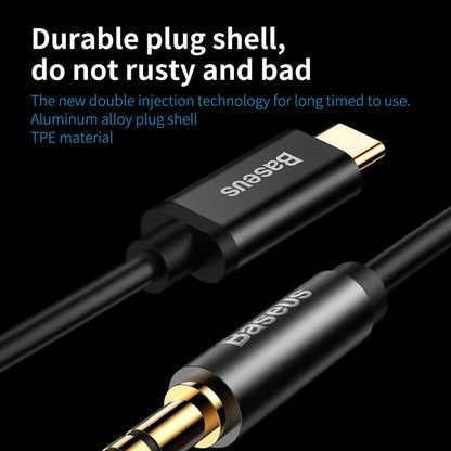 Baseus Stereo Audio AUX Cable 3.5MM Mini Jack Type-C for Smartphone 100W 1.2M Black