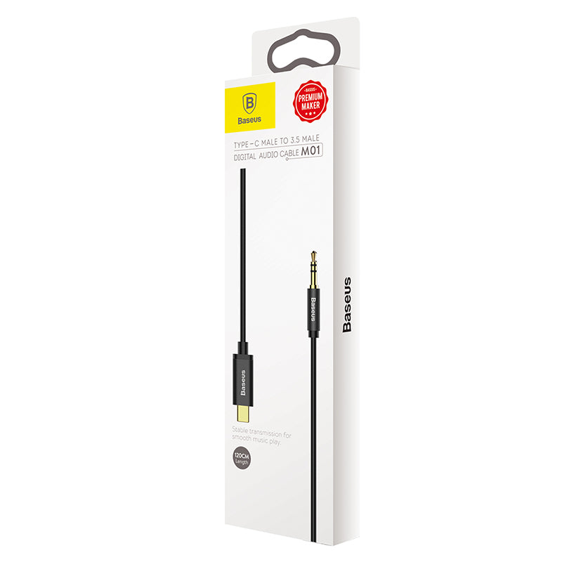 Baseus Stereo Audio AUX Cable 3.5MM Mini Jack Type-C for Smartphone 100W 1.2M Black