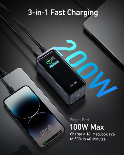 Anker Prime 20K 200W 3-Port Power Bank with Digital Display