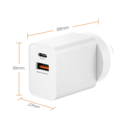 iQuick PD3.0+QC3.0 2-Port Charger 20W (White)