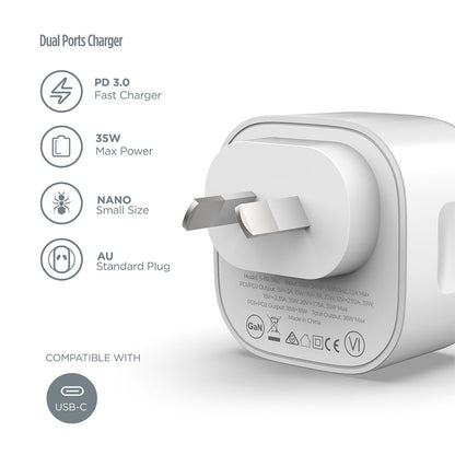 iQuick NANO Energy 2-Port Charger 35W (White)
