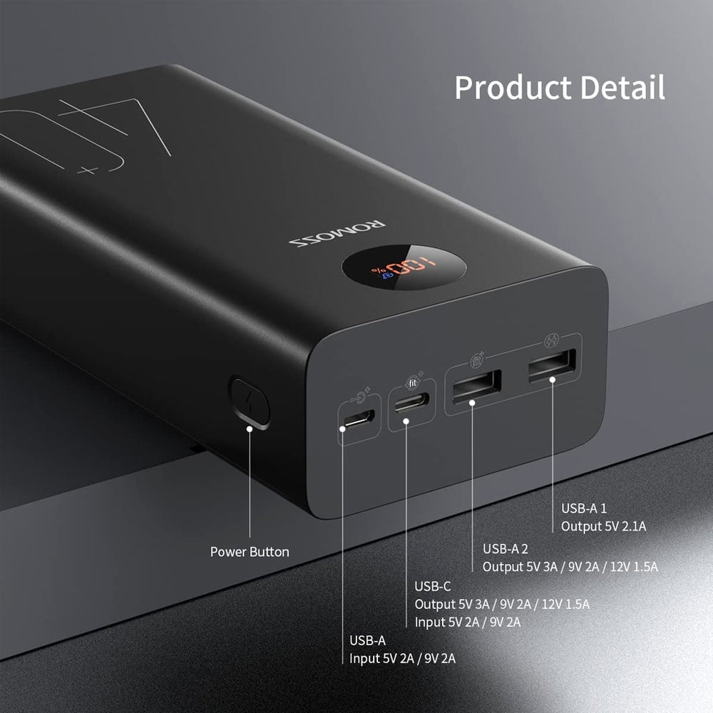 Romoss PEA40 Portable External Battery 40K 18W Power Bank (Black)